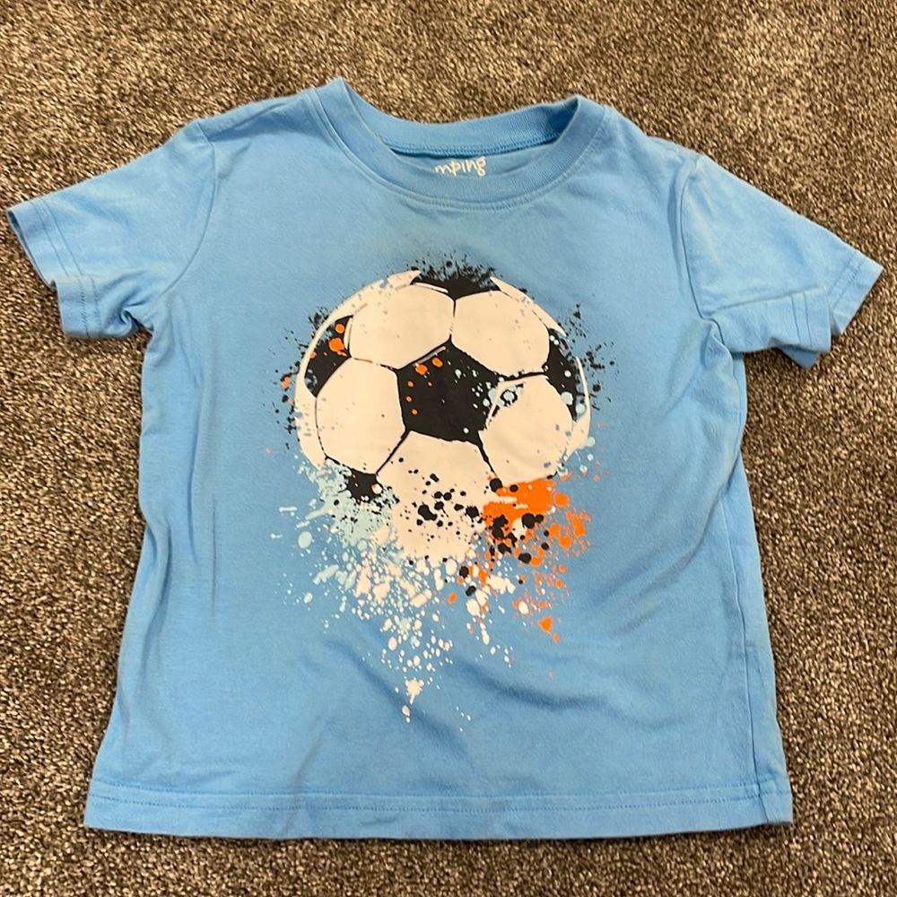 jumping beans Light Blue Soccer Graphic Tee with Black & Orange Accents